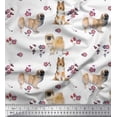thumbnail image 1 of Soimoi Silk Fabric Floral,Sheltie & Pekingese Dog Decor Fabric Printed Yard 42 Inch Wide, 1 of 1