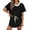001 Black, variant on Women's Casual 2 Piece Short Sleeve Crew Neck Color Block Pullover Tops Matching Drawstring Mini Skirt Going Out Lounge Outfits