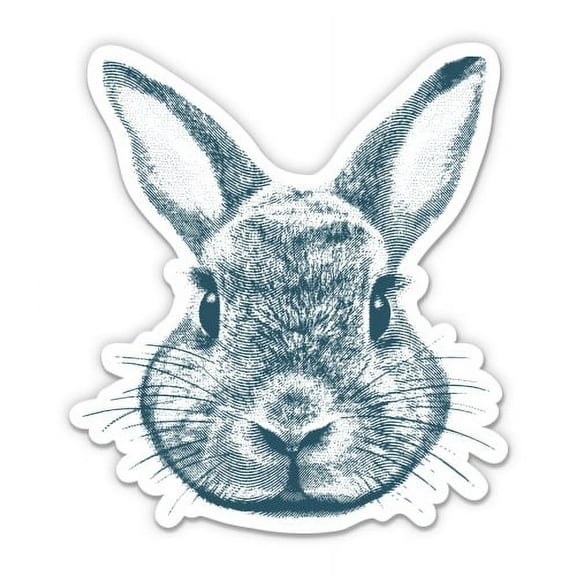 Bunny Drawing - 3" Vinyl Sticker - For Car Laptop I-Pad Phone Helmet Hard Hat - Waterproof Decal