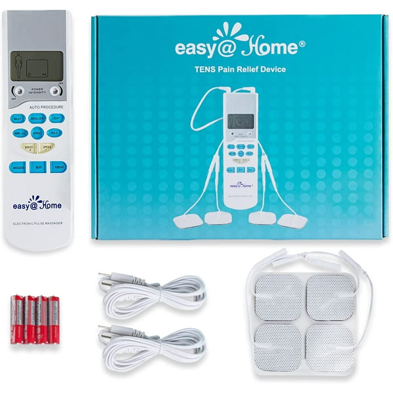 Easy@Home Rechargeable Compact Wireless Tens Unit - 510K Cleared FSA Eligible Electric EMS Muscle Stimulator Pain Relief Therapy Portable Pain
