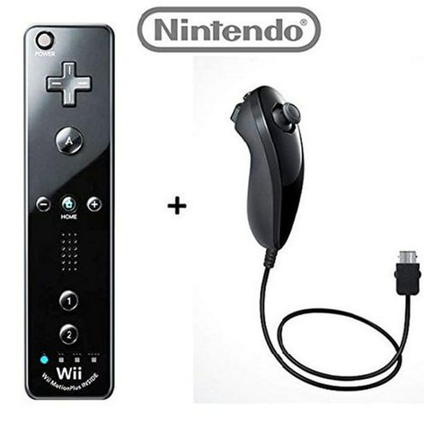 overtro ur Helt tør Official Nintendo Wii/Wii U Remote Plus Controller and Nunchuk Nunchuck  Combo Bundle Set [Black] (Bulk Packaging) - Walmart.com