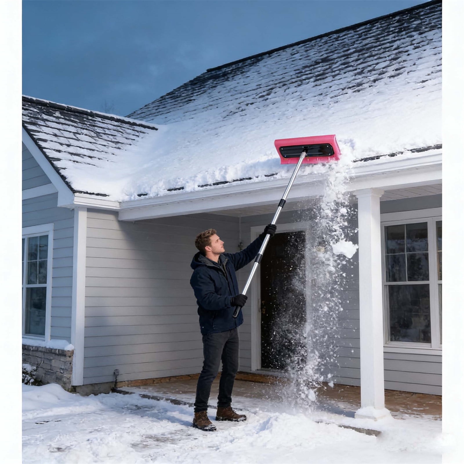 Snow Roof Rake with Non-Scratch Foam Scraper - Ideal for Roof and Car Snow Removal