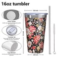 thumbnail image 4 of 16oz Tumblers Pioneer Flower Stainless Steel Vacuum Insulated Double Wall Travel Tumbler Cups Mug with Lid and Straw,Cleaning Brush for Coffee,Tea, 4 of 4