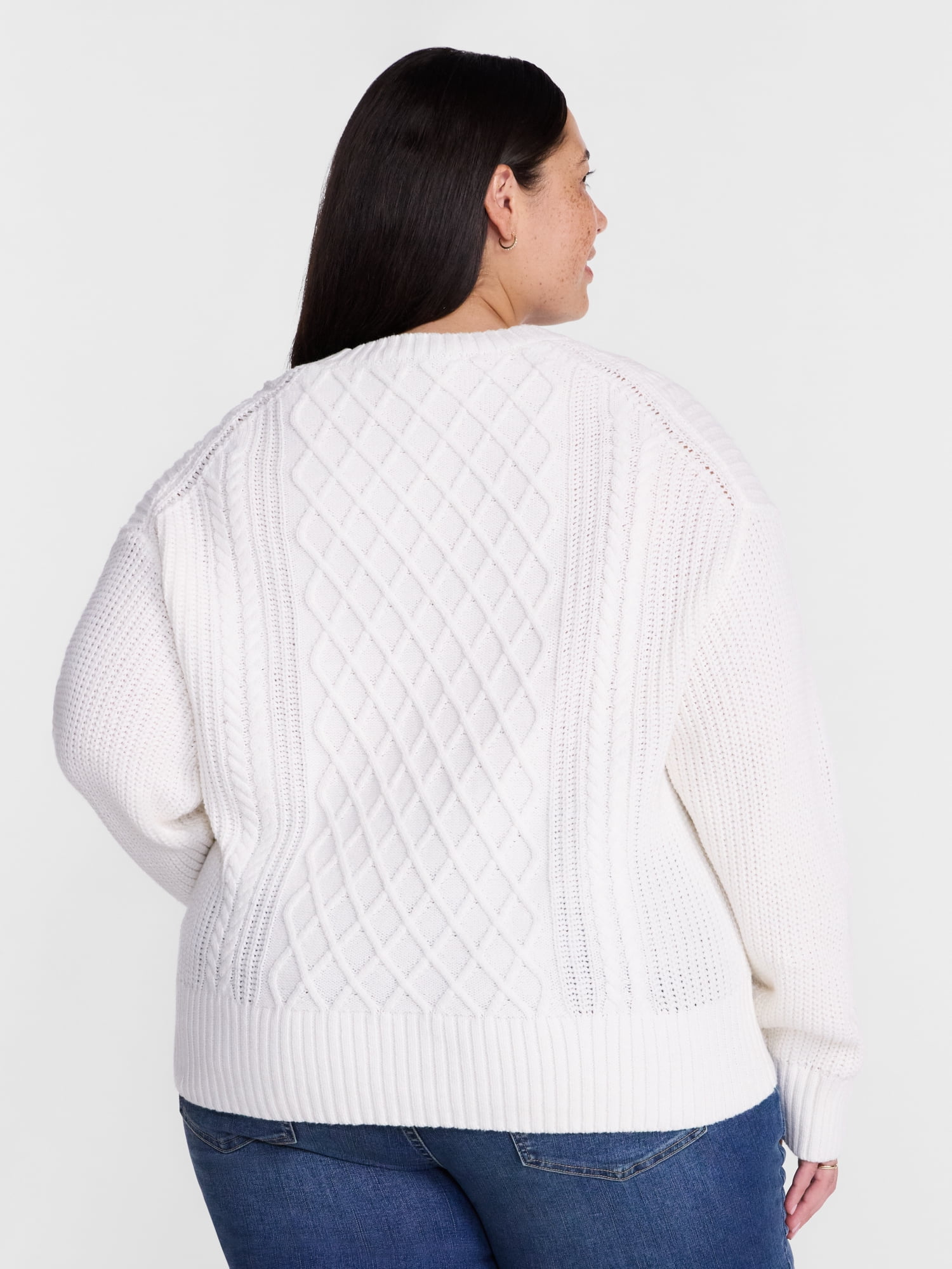 Terra & Sky Women's Plus Knit Crewneck Pullover Sweater, Midweight, Sizes 0X-5X