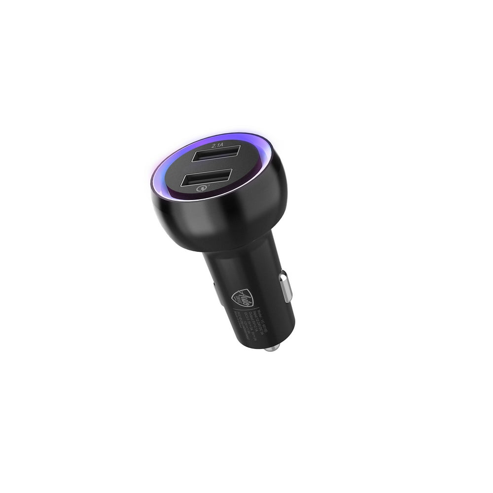 Auto Drive Car Charger with Pulsing Light, Dual USB Charging Ports