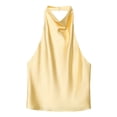 thumbnail image 5 of Miluxas Women's High Neck Halter Solid Top Sleeveless Backless Double Strap Cutout Tank Top for Party Club Yellow, 5 of 6