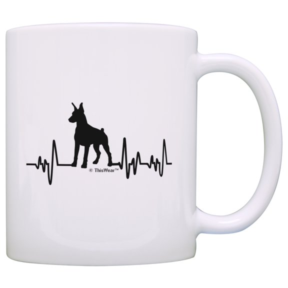 ThisWear Doberman Pinscher Gifts for Women Dog Lover Heartbeat Weiner Dog Doberman Pinscher Themed Gifts Dog Doberman Pinscher Lover 11 ounce Coffee Mug