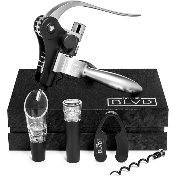 M&R Blvd. Wine bottle opener set including aerator, pourer, vacuum