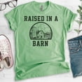 thumbnail image 2 of Raised In A Barn Shirt, Unisex Women's Men's Shirt, Farm Shirt, Farmer Shirt, Farm Girl Shirt, Heather Apple Green, Medium, 2 of 6