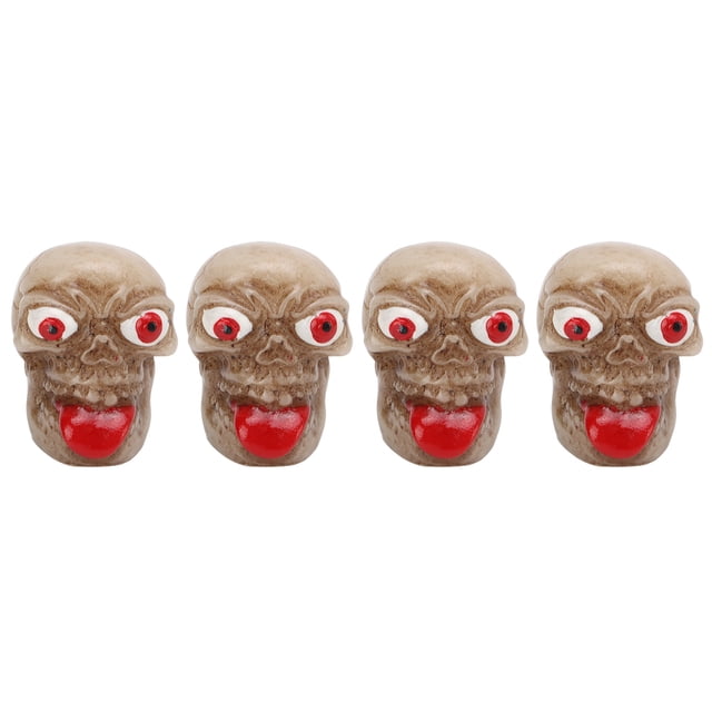 Tire Valve Stem , 4PCS/Set ABS Shell Skull Style Tire Valve Cover Sealing For Cars Bikes SUVs Trucks Motorcycles Red,Silver