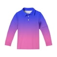 thumbnail image 4 of Girls School Uniform Long Sleeve Polo Shirt Kids Golf Pique Polo Shirts 5-14 Years Royal Blue 120, 4 of 5