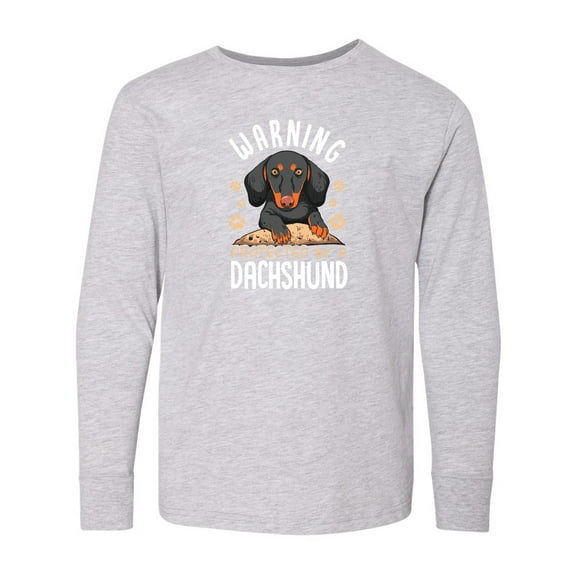 Inktastic Protected by a Dachshund Dog Long Sleeve Youth T-Shirt
