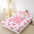 thumbnail image 3 of jejeloiu Coquette Bowknot Monogram M Queen Sheet Sets For Girls,3D Cartoon Floral Blossom Bed Set,4pcs, 3 of 6