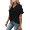 thumbnail image 4 of ICHUANYI Womens Short Sleeve Shirts V Neck Summer Tops Casual T Shirts Basic Tees Loose Top, 4 of 8