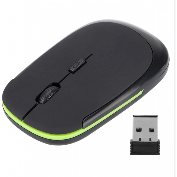 Kablosuz Fare, 2.4G 1600DPI USB Ultra İnce Ergonomik Optik Konumlandırma Faresi, Esnek 360°-Çalışma Açısı (Siyah)