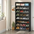 thumbnail image 2 of 9 Tiers Shoe Cabinet 40-45 Pairs Heavy Duty Wood Freestanding Shoe Storage Cabinet with Open Storage for Entryway Black, 2 of 5