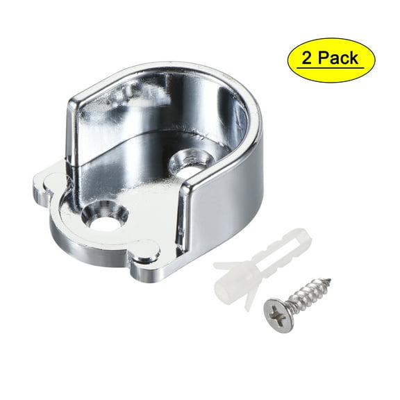 Unique Bargains Zinc Alloy Wardrobe Closet Rod Flange Bracket Support Hanger 25mm Dia 2pcs