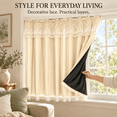 thumbnail image 7 of No-Drill Adhesive Blackout Curtains, Lace Double Layer Thermal Insulated Light-Filtering Drapes, Room Darkening Reusable for Bedroom Bay Window Living Room, Khaki, 7 of 7