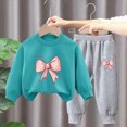 thumbnail image 2 of NOLDARES Toddler Baby Boy Fall Winter Outfit Striped Animal Printed Long Sleeve Sweatshirt Elastic Waist Pants 2Pcs(T283-Mint Green), 2 of 5