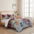 thumbnail image 5 of Quilts Queen Size Bedding Set, Christmas Sea Turtle Lightweight Quilted Comforter, Winter Snowflakes Coastal Red Black Soft Reversible Bedspread Coverlet with Pillow Covers for All Season, 90" x 96", 5 of 9