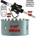 thumbnail image 3 of 3 1/4" Tungsten Carbide Hole Saw Kit Inc 83mm Carbide Hole Saw Sds Plus Hole Saw Arbor Hex Key Arbor Comes With Masonry Tct Pilot Drill For Concrete Wall Tile Brick Drywall Masonry Fiberglass Plaster, 3 of 6