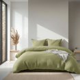 thumbnail image 4 of Olive Green Washed Linen Duvet Cover Set - Single, Twin, Twin XL, Full/Double,, 4 of 6