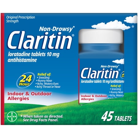 Claritin 24 Hour Non-Drowsy Loratadine Antihistamine Allergy Relief Tablets, 45 Count