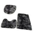 thumbnail image 2 of Juego de 3 alfombrillas de baño peludas suaves y acogedoras, con tapa de inodoro absorbente. negro y gris, 2 of 9