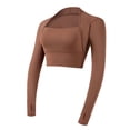 thumbnail image 3 of Tops de entrenamiento para mujer, camisas de manga larga, Top corto de gimnasio, camiseta de compresión de yoga atlética con orificio para el pulgar, 3 of 5