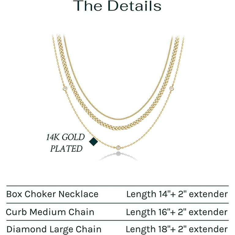 Pera Jewelry 14K Gold Plated Dainty Layering Necklaces for Women, Snake  Chain, Curb Link, Paperclip Layered Chains Necklaces, Real Gold Plated