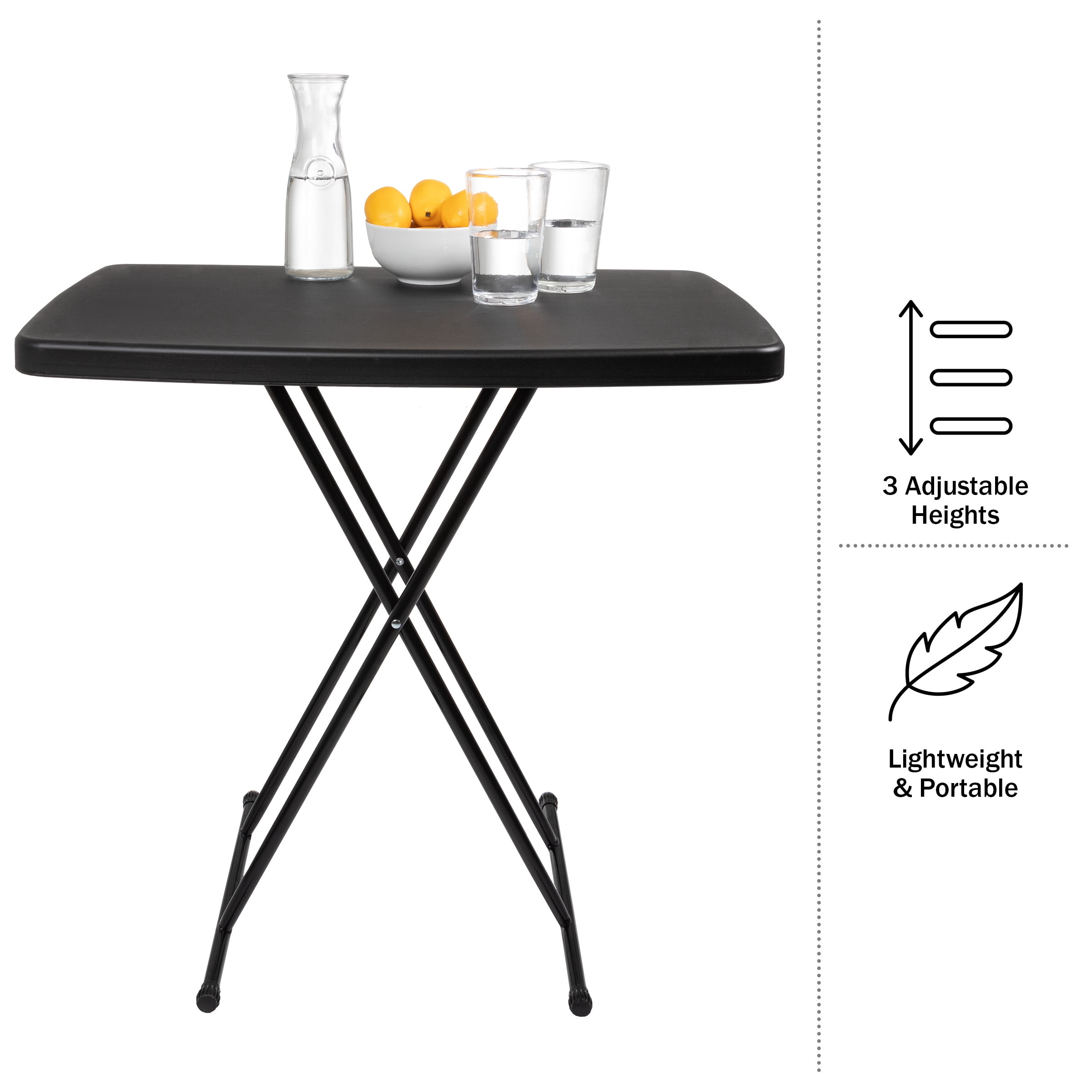Everyday Home Set of 2 Folding Tables for Camping, Cards, and Crafts, Black