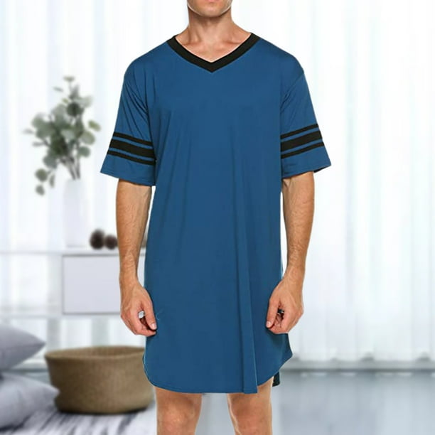 Pijamas de manga corta para hombres Casual Henley Sleep Shirt Pullover Simple Homewear Sets Hugtrwg Para estrenar