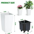 thumbnail image 2 of 16" Tall Planter Set of 2,Heavy Duty Tall Planter,High Front Porch Planter Pots with Drainage Holes＆Water Level Monitor＆Inner Bucket, Automatic Watering,Indoor/Outdoor,Tree,White, 2 of 9