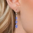 thumbnail image 3 of Gem Stone King 925 Sterling Silver Blue Tanzanite 3 Stone Dangle Earrings for Women (4.72 Cttw, Gemstone December Birthstone, Oval 8X6MM, 7X5MM and 6X4MM), 3 of 6