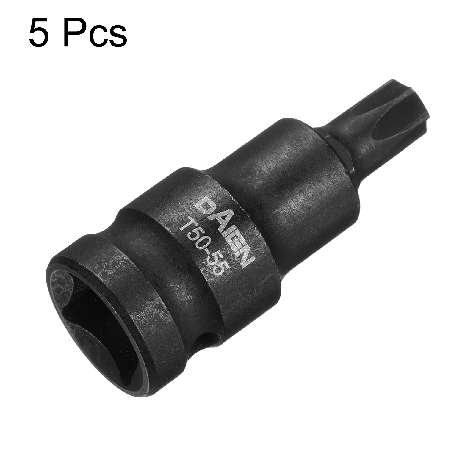 Uxcell 5pcs T50 Torx Bit Socket 55mm/2.17" Length 1/2" Square Drive Star 6 Point Extension Impact Bit Power Nut Driver Set S2 Steel Socket Ratchet Wrench Bits, Black