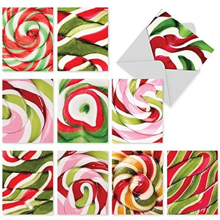'M6002 CHRISTMAS TWIRL' 10 Assorted All Occasions Notecards Featuring Delicious Images Of Holiday Candy with Envelopes by The Best Card