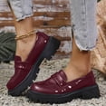 thumbnail image 4 of Rokment Women's Vintage Patent-Leather Oxfords Penny Loafers Walking Shoes 2026 Spring Fall Trendy Casual Platform Chunky Lug Sole Mid Heels Slip on Dress Shoes Wine Size 9, 4 of 7