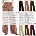 thumbnail image 3 of Sevevn Women's Soft Thick Vertical Rib Wide Leg Casual Pants High Waist Pleated Design With Side Pockets Fall Daily Wear Pants, 3 of 7
