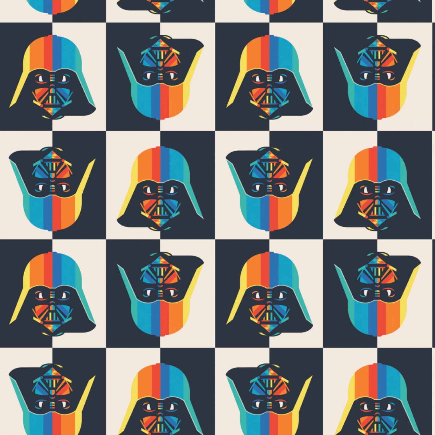 Star Wars Collection Rainbow Darth Vader 100 Cotton Fabric by The Yard
