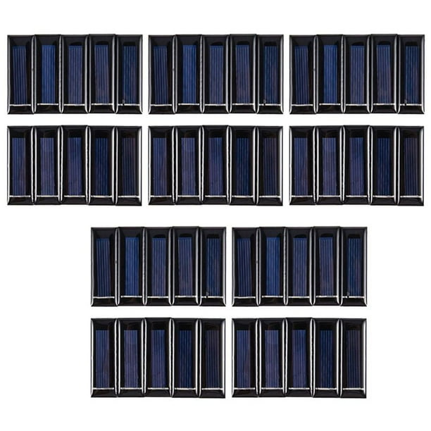 50 Piezas de Mini Panel Solar Nuevos Paneles Fotovoltaicos de Celulas Solares de 0.5V 100MA Modulo de Panel Solar de Cargador de Bateria DIY 53 x 18 x 2.5mm
