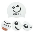 thumbnail image 3 of Unique Bargains 1 Pc Silicone Funny Face Swim Cap White, 3 of 5
