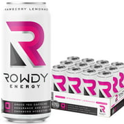 Rowdy Energy, Sugar Free Energy Drink, Strawberry Lemonade, 16 fl oz, 12 Pack