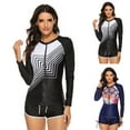 thumbnail image 2 of Coofit Womens Swimsuit Zip-up Design Floral Long Sleeve Rash Guard Wetsuit Bathing Suit, 2 of 8