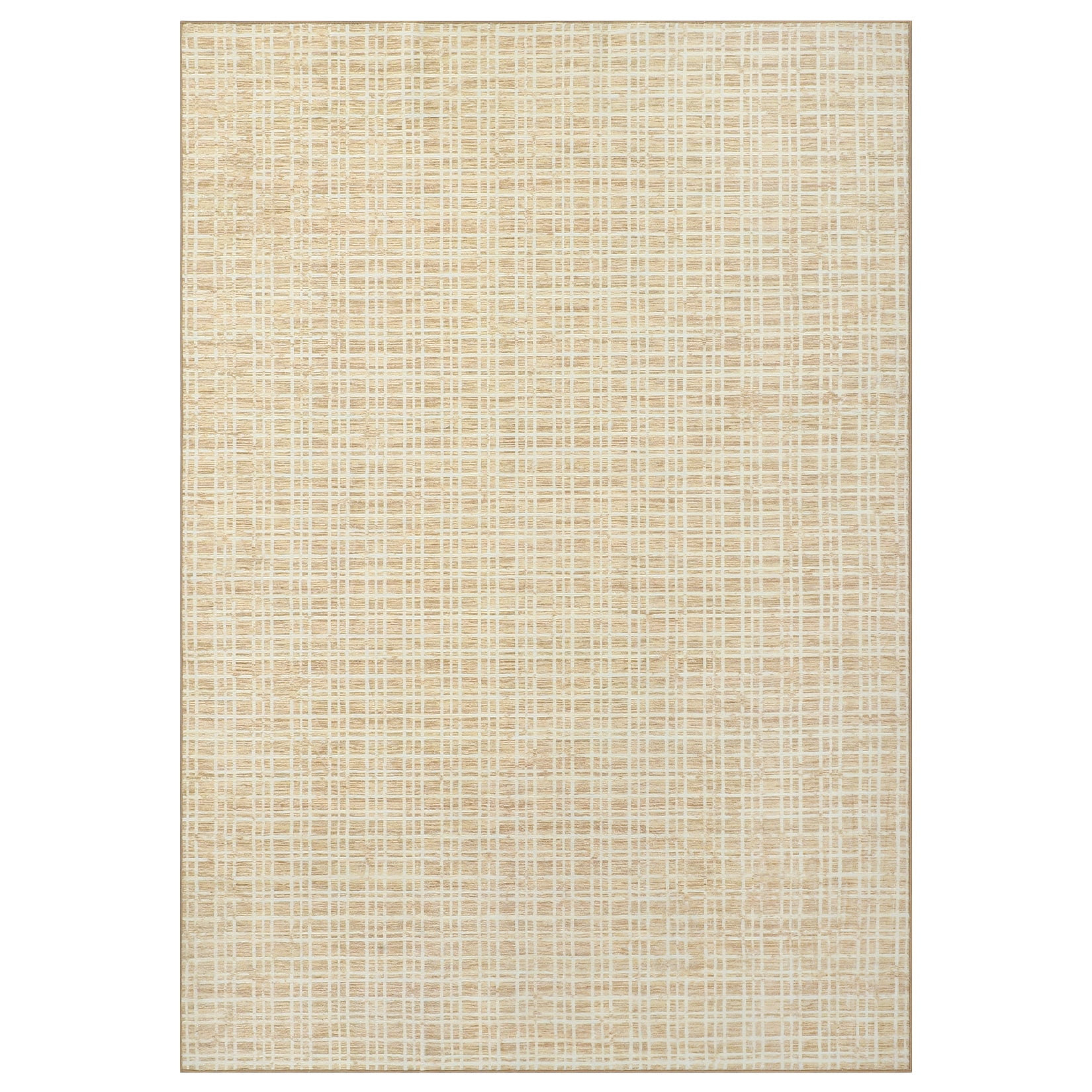 Aoile 10' x 13' Washable Area Rug, Modern Plaid Rug, Soft Faux Wool Rug Non-slip Low Pile Accent Small Rug for Bathroom Bedroom Kitchen Laundry, Yellow