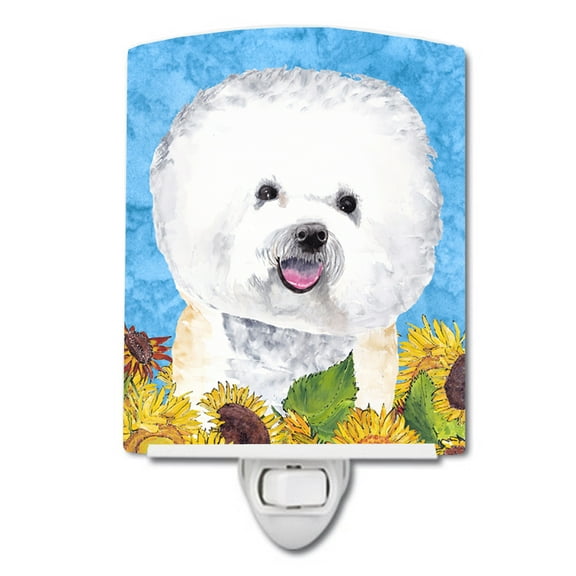 Caroline's Treasures SC9059CNL Bichon Frise in Summer Flowers Ceramic Night Light, 6x4x3", multicolor