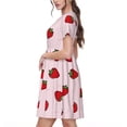 thumbnail image 2 of Balery Strawberry Vestidos sueltos de manga corta para mujer, vestidos de verano 2025, vestidos casuales de corte A con vuelo., 2 of 6