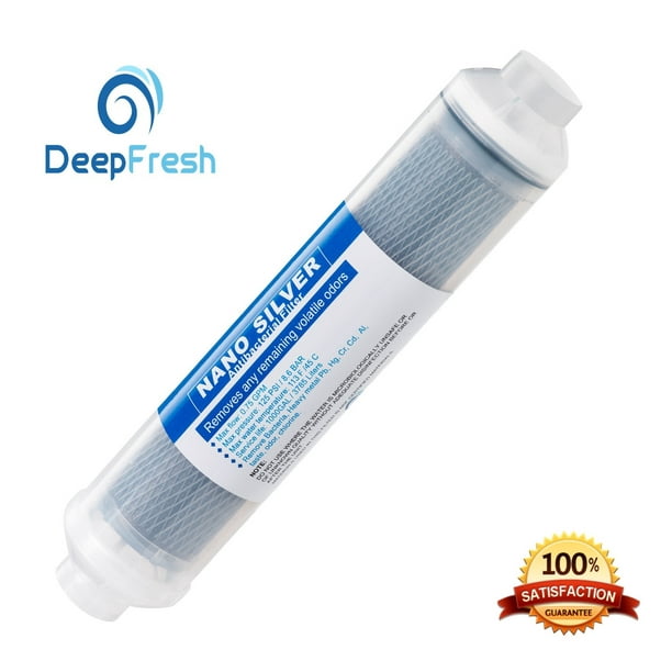 kip regelmatig Bewustzijn DeepFresh 10 inch Inline Nano Silver KX Post Carbon Block Water Filter  Replacement - 1/4" Threaded Fitting - Under Sink and Reverse Osmosis System  - Walmart.com
