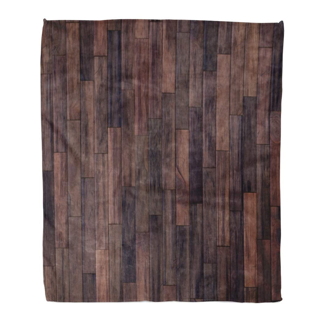 POGLIP Throw Blanket Warm Cozy Print Flannel Brown Floor Dark Maroon