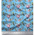 thumbnail image 1 of Soimoi polyester Crepe Fabric Hummingbird,Leaves & Rose Floral Decor Fabric Printed Yard 52 Inch Wide, 1 of 3