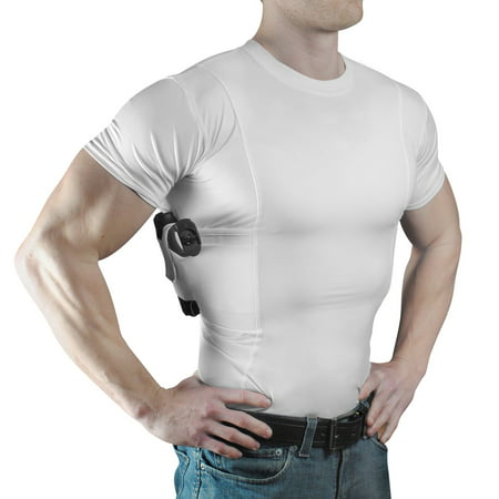 ConcealmentClothes Men’s Crew Neck Undercover- Concealed Carry Holster Shirt White (Best Concealed Carry Holster Tucked Shirt)